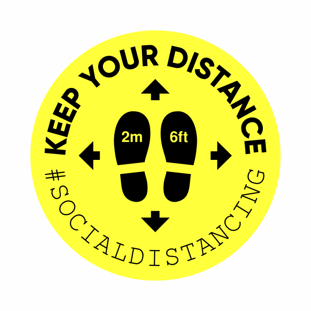 Taqniq Corona Keepyourdistance 1.5Meter Sticker Decal FootPrint round 2and6feet